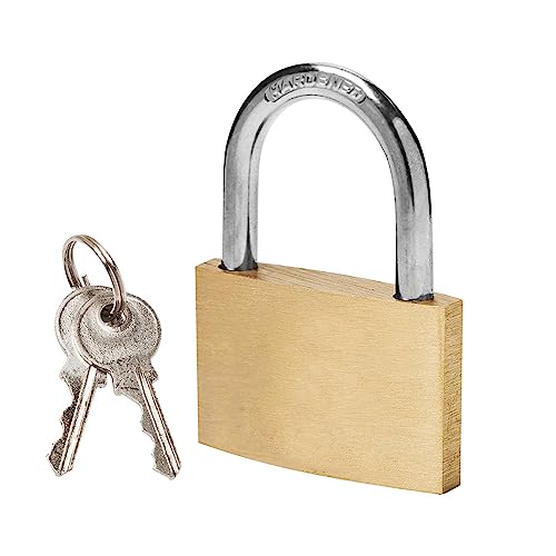 Image of Thin Solid Brass Keyed Padlock Keyed Different Locks-40mm-12pack