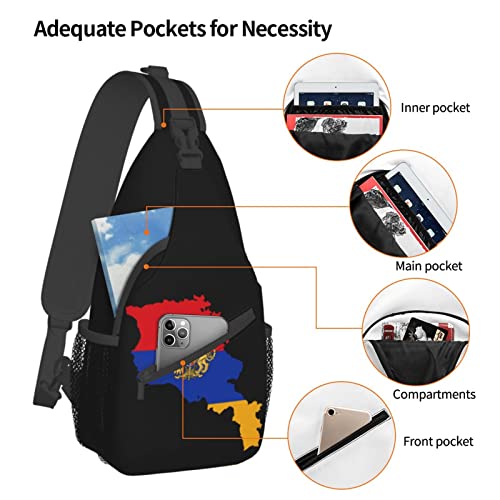 Mochila Sling con mapa de bandera armenia unisex miniatura 5