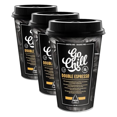 Go Chill Doble Espresso - Bebida de Café Lista para Beber - Elaborado con Leche, Agua, Azúcar y Extracto de Café - 230 ml (Paquete de 3)