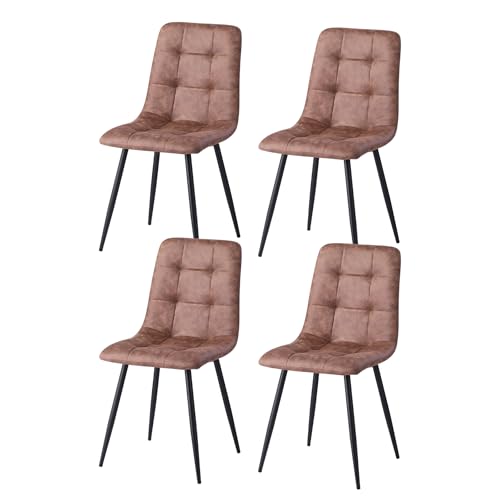 GrandCA HOME Lot de 4 Chaises de Salle à Manger Chaises de Cuisine Modernes avec Pieds en Métal, Chaises de Salle à Manger Rembourrées Tissu Imperméable...