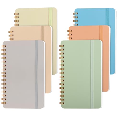 Azureal 6 PCS Small Spiral Notebook 4x6, Notebooks for Note Taking, Colorful Scheme Spiral Journal Notebook, Work Notebook Small Notebooks 4x6 with Strap, Cute Notebooks for Women 50Sheets/Note Books