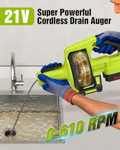 Ublue 21V Cordless Electric Drain Auger, 25Ft Auto-Feed Snake for Sink - image 2