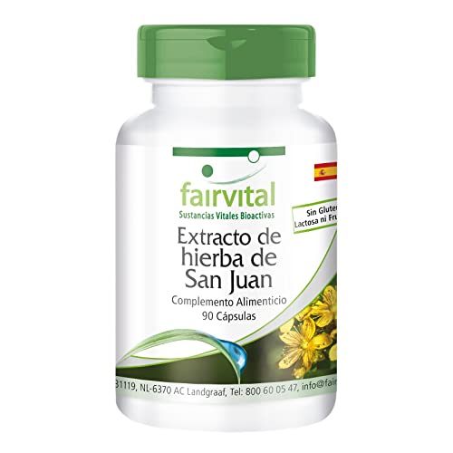 Fairvital | Extracto de Hipérico 500mg - Hierba de San Juan (Hypericum perforatum) - VEGANO - Dosis elevada - 0,3% de hipericina - 90 Cápsulas - Calidad Alemana
