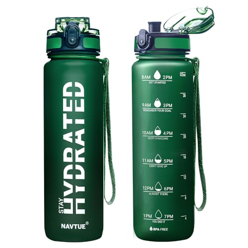 Image of Water Bottle 32 oz Motivational Time Marker Tritan Bottle