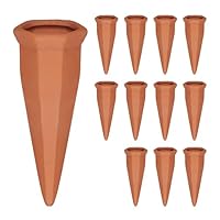 Relaxdays Tonkegel Bewässerung, Gießkegel 12er Set, für 1,5 L PET-Flaschen, Zimmerpflanzen & Balkonkästen, terrakotta