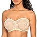 Produktbild DOBREVA Damen Trägerloser BH mit Bügel Durchsichtig Spitze Dirndl Bandeau BHS mit Transparenten Trägern Beige 70A
