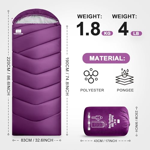 Sleeping Bags for Adults Cold Weather,Portable, Waterproof,Lightweight Camping Sleeping Bag for Tall Girls Boys with Compression Sack for Warm Camping, Hiking, Outdoor & Indoor miniatura 2
