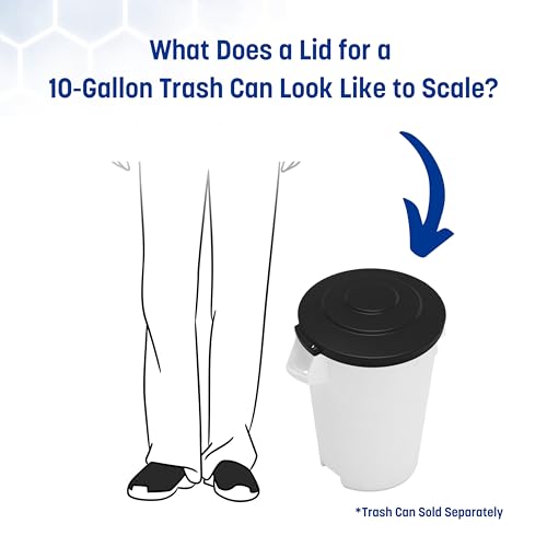 Image of SPARTA Bronco Round Lid for Waste Bin, Trash Can Lid for 10 Gallon Garbage or Recycling, Black