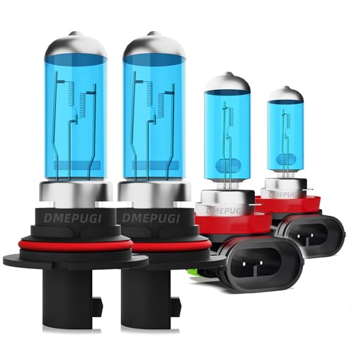 Image of Compatible With Chevy Cobalt 2005-2010 Halogen Headlight Bulbs,9007 /HB5 Halogen Head light High Low Beam and H11 /H8 /H9 Fog Light, Plug n Play, 6000K White, 4-Pack
