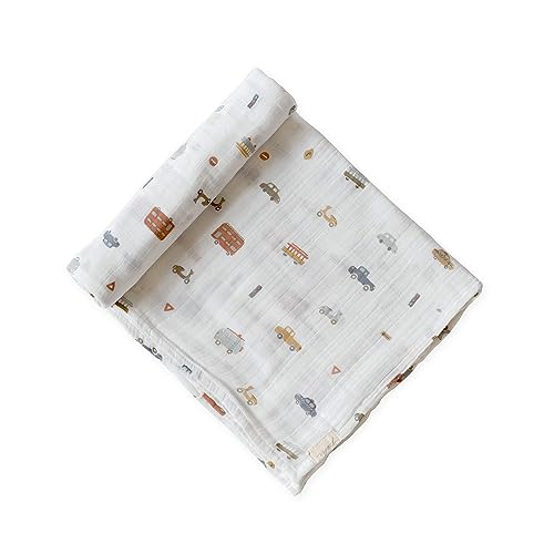 Image of PEHR Muslin Cotton Swaddle, Rush Hour | Organic Baby Blanket | Ultra-Soft & Versatile | 47” x 47”