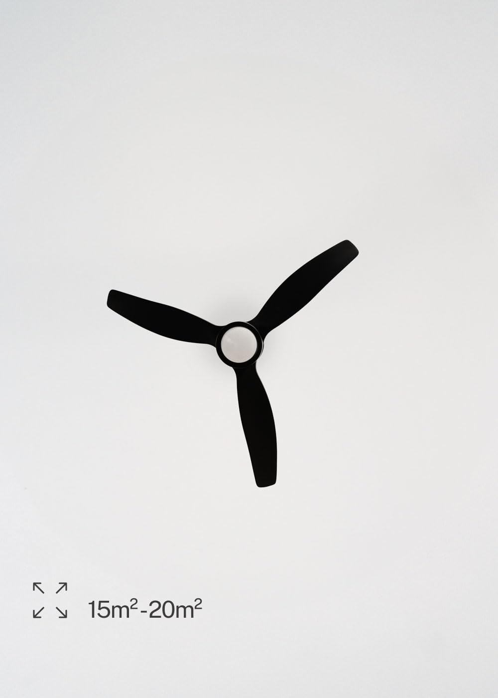 CREATE / WINDSTYLANCE NATURAL WOOD S/Ventilateur de plafond avec lumière noir avec télécommande / 40W, Silencieux, Ø112 cm, 6 vitesses, minuteur, fonction été-hiver, double hauteur