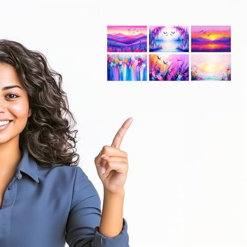Image of SiddArtify Floral Landscape Wall Art Prints Set - Colorful Nature Poster Decor for Living Room Bedroom Office - Set of 2-4x6 Inch - Board (Pack of 6) - Sticker (Pack of 6)