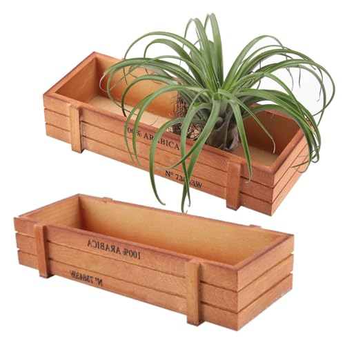 Kukyller Caja de plantador de Madera de 2 Piezas, Maceta Rectangular de Madera en Maceta pequeña Caja de Bote suculenta Almacenamiento1.9 x 8.9 x 3.9in