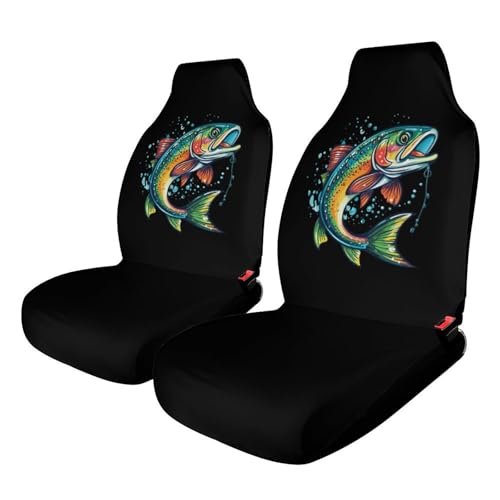 Rainbow Trout Print Car Seat Covers Universal Car Front Seats Protector Auto Interior Accessories 2PCS