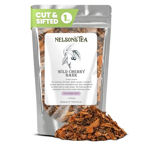 Nelsons Tea Wild Cherry Bark Cut & Sifted (Prunus Serotina) Caffeine Free Herbal Botanical Tea Vegan (1oz)