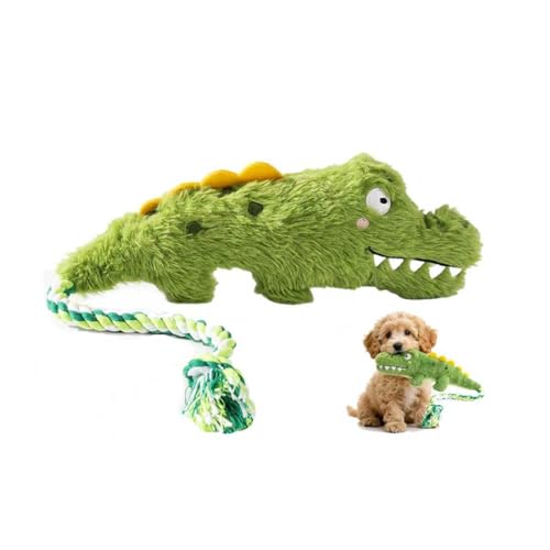 GDrystal Squeaky Alligator Dog Toy Long Rope Tail for Small Medium Dogs Durable Plush Chew Dogs Toys for Aggressive Chewers Interactive Dog Toys for Boredom Relief and Comfort
