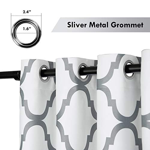 Melodieux Moroccan 100% Blackout Curtains For Bedroom 84 Inches Long, Living Room Thermal Insulated Black Liner Grommet Drapes, 52 By 84 Inch, Off White/Grey (2 Panels) #TOP1