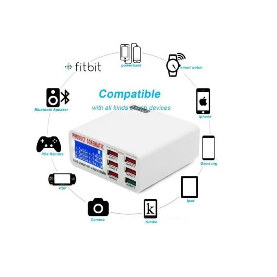 Stazione di Ricarica USB Multi-Porta da Tavolo 5V 8A con Quick Charge 3.0 - Bianco