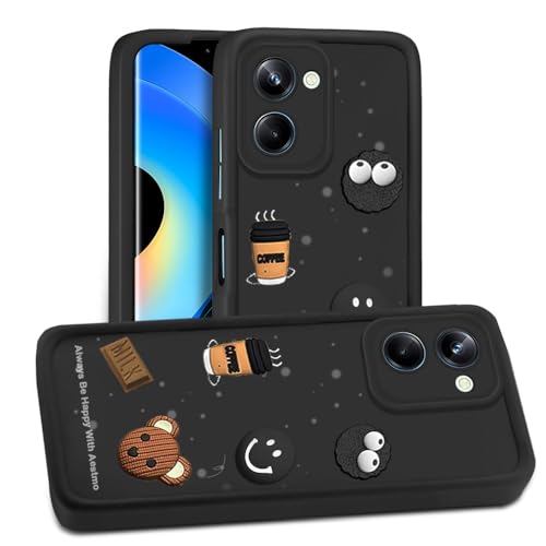 Image of AESTMO Back Case Cover for Realme 10 Pro 5G Cover | Cute Fun Cartoon 3D Ball | Coffee Silicone Case | Full Body Protection | Camera Protection Back Cover for Realme 10 Pro 5G (Black)