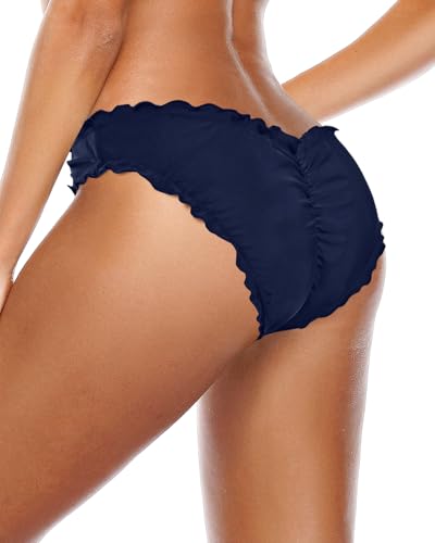 Image of Tempt Me Women Twist Bikini Bottom Moderate High Cut Bathing Suit Bottoms Ruched Swimsuit Bottom