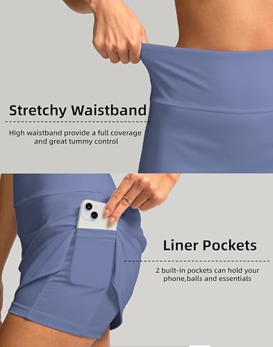 Image of SANTINY Women's Golf Skirts Skorts High Waisted Tennis Skirt Athletic Workout Casual Skorts for Woman with Short Pockets