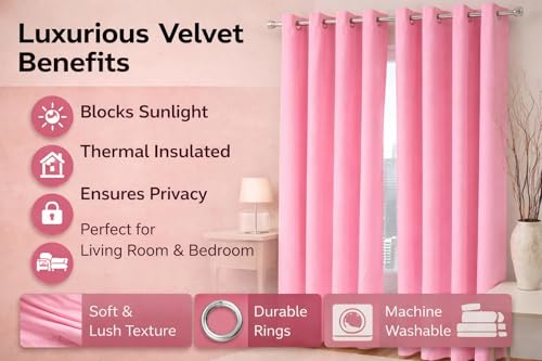 Image of Luxury Velvet Blackout Curtains | Heavy Soft Premium Velvet Drapes for Bedroom and Living Room | Full Light Blocking, Thermal Insulated and Noise Reducing Window Panels | Set of 2