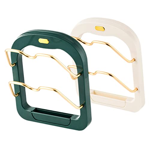 Cabilock 2Pcs Wall Mounted Pot Lid Organizer No Punching Required Double Kitchen Storage Rack for Lids and Chopping Boards Modern Design Platinum