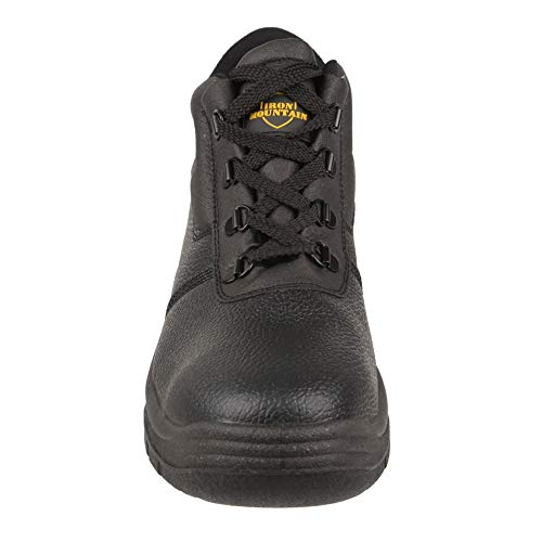 Iron Mountain Unisex-Arbeitssicherheitsstiefel S3 SRC, Leder mit Stahlkappe und Stahlzwischensohle, Chukka-Arbeitsstiefel, rutschfest, antistatisch, robuste Arbeitsstiefel, Schwarz, EU 45