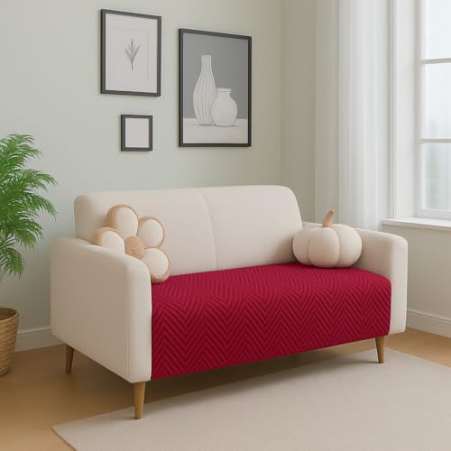 Image of Amazon Basics - Velvet Quilted Make Your Own Sofa Cover |2 Seater | Multi-Layered Fabric |120cm x 70cm | 350 GSM | Color - Maroon