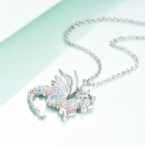 luomart Dragon Dinosaur Necklace Birthday Gifts for Girls,Dragons Dinosaurs Pendant Necklaces Jewelry for Women4