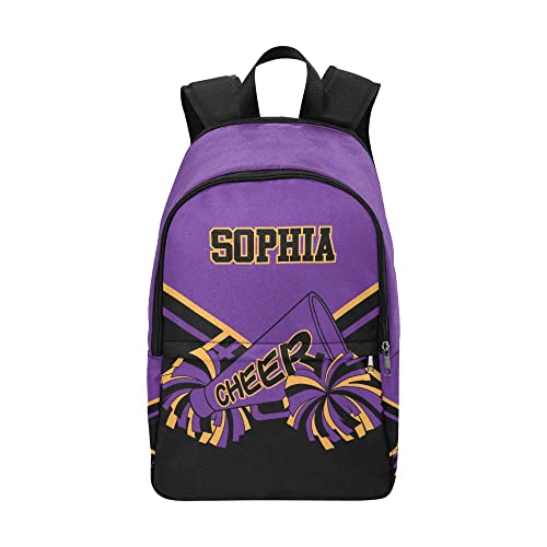 Personalized Cheer Cheerleader Purple Gold Backpack with Name Custom Travel Bag for women Men