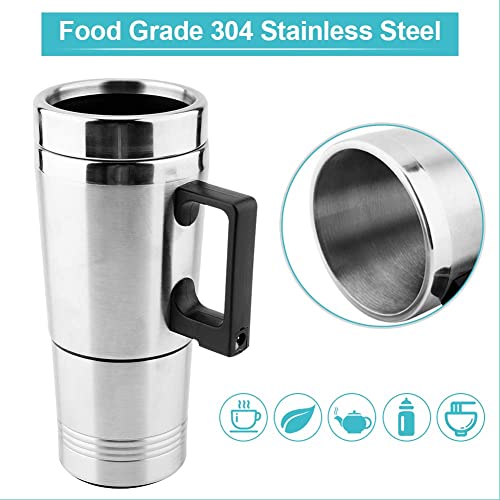 Image of Oshotto 12V Stainless Steel Car Heating Kettle /Mug, Travel Friendly electric Tea /Coffee maker Compatible with Hyundai Verna Old (300ml)
