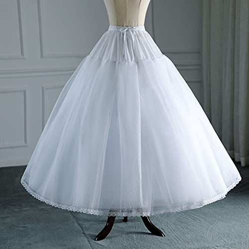 Aprildress Women's Hoopless Petticoat Crinoline Underskirt Slip With 8 Layers Tulle For Wedding Dresses Ppt380 White #TOP2