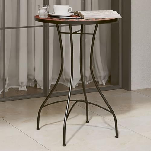 Sophrelle Table de Bistro mosaïque Terre Cuite Blanc Ø50x70 cm céramique,Tables de Jardin,12.15kg-4003401