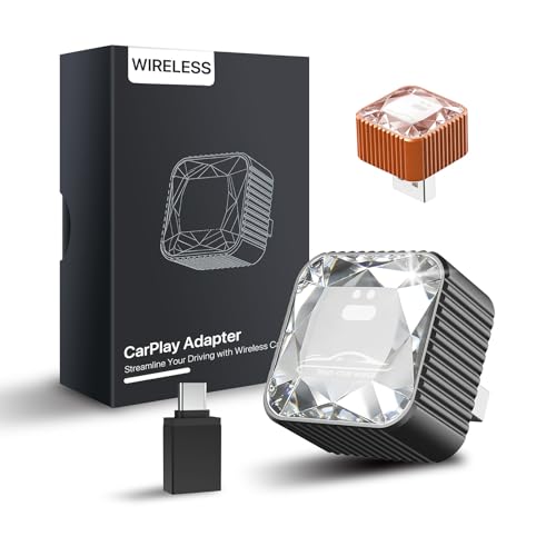 2026 Wireless CarPlay Adapter for iPhone, Premium Glass Finish Design, 5s Auto-Connect, Mini Wireless CarPlay Dongle Compatible with Apple CarPlay, Plug & Play for Factory Wired Cars, Low Latency