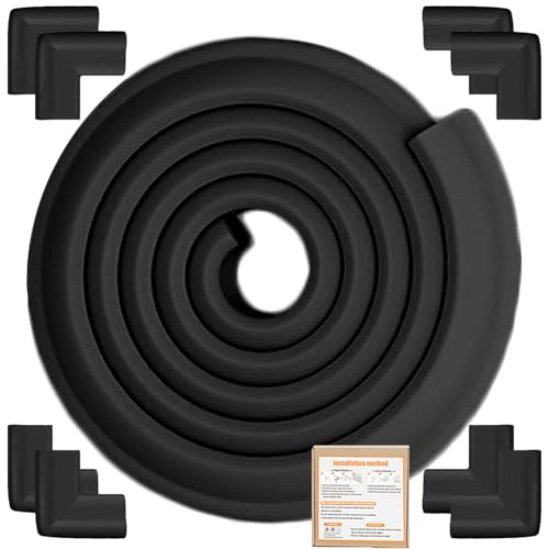 Safety Baby Edge Corner Guards Protector Set, Baby Proofing 6M/20ft Edges Protector + 8 Corner Guards for Kids Foam, Furniture and Tables Child Bumpers, Pre-Taped for Direct Use