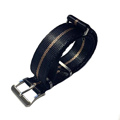 [Naval watch Co.] v~A G10 NATO^Cv VN^b` iCXgbv +CguEXgCv DELUXE NYLON NATO TYPE WATCH STRAP Black + light Brown strip