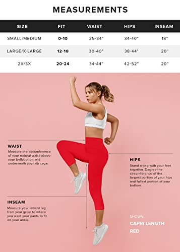 Red Premium Buttery Soft High Waisted Capri Leggings For Women - 5" Wide Band - Workout Leggings For Women Tummy Control - Large - X-Large - Sl5-Capri-Red-Lx #TOP2
