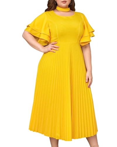 yuu Amazon.com: ONTINVA Women Plus Size High Neck Pleated Hem Party