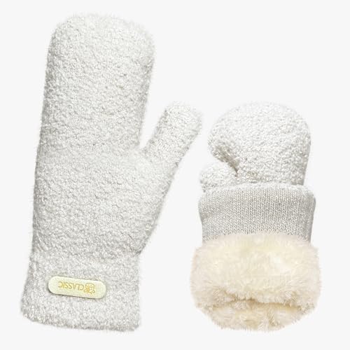 Fäustlinge Damen, Handschuhe Damen Winter Fleece Winterhandschuhe, Flauschige Warme Arktischer Samt Fausthandschuhe Handschuhe,Skihandschuhe Thermohandschuhe Draußen...