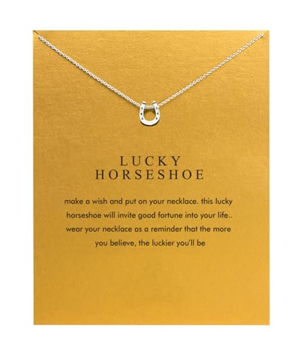 Baydurcan Horseshoe Necklace Horseshoe Pendant Chain Necklace with Message Card Gift Card (horseshoe s)