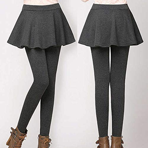 Women's Culottes Two-in-One Leggings Comfortable Warm Pleated Hem Skirt Slim Going Out Winter Solid Color Clothing2