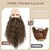 Honcloud 18 Inches Men's Long Curly Brown Synthetic Pre - styled Realistic Fake Beard for Wizard Costume and Halloween Party (Brown)
