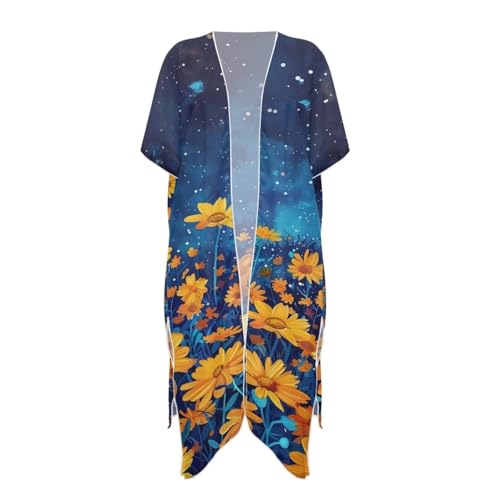 Irisjudy Women Beach Coverup Long Kimonos Soft Summer Front Open Cardigan, Leopard Print Chiffon Swimsuit Cover Ups4