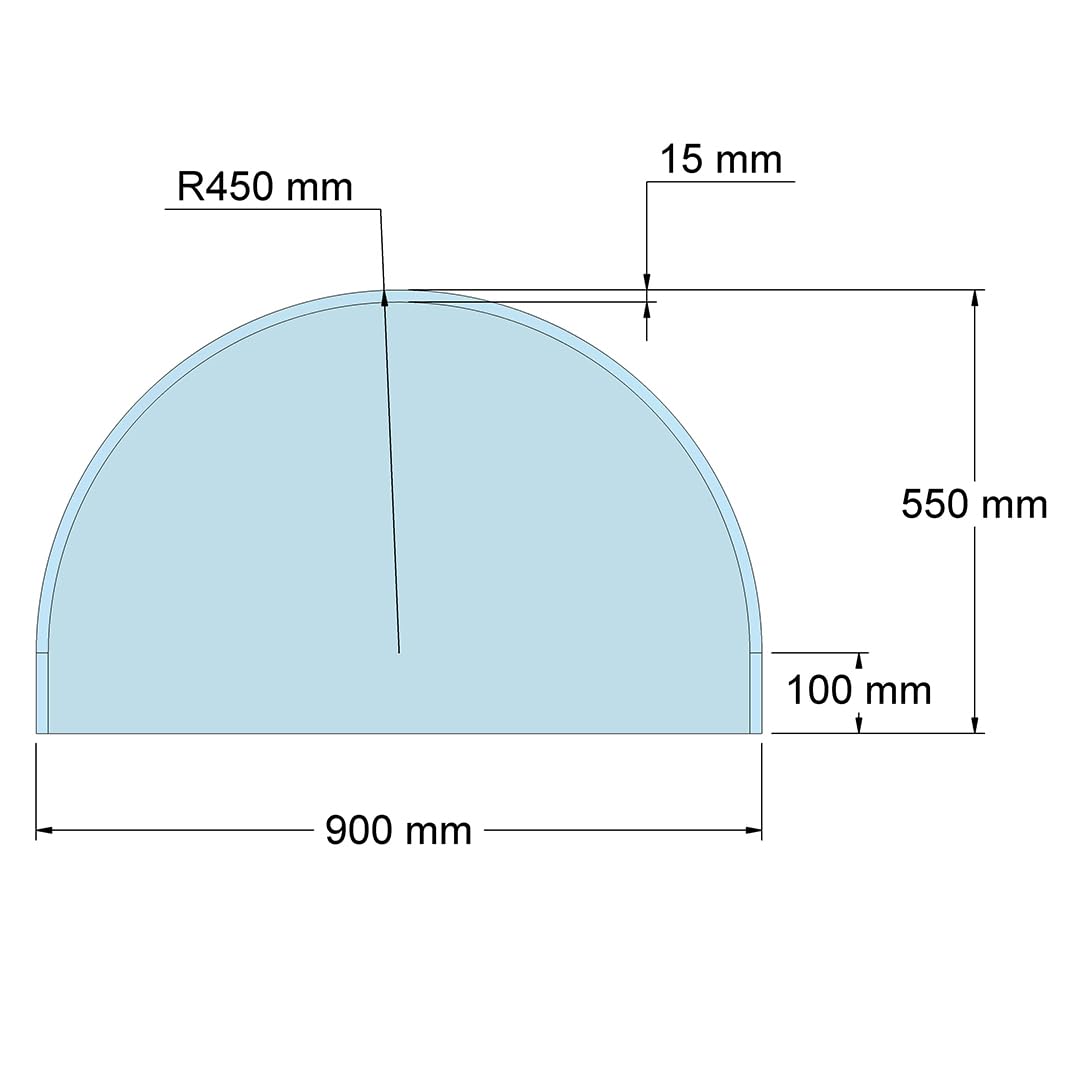 Feuercampus Funkenschutzplatte Glas Halbkreis 55x90x0,6 cm ESG Kamin Bodenplatte hitzebeständig Schutzplatte Feuerstelle Ofenunterlage Sicherheitsglas Funkenschutz Kamin Glasplatte