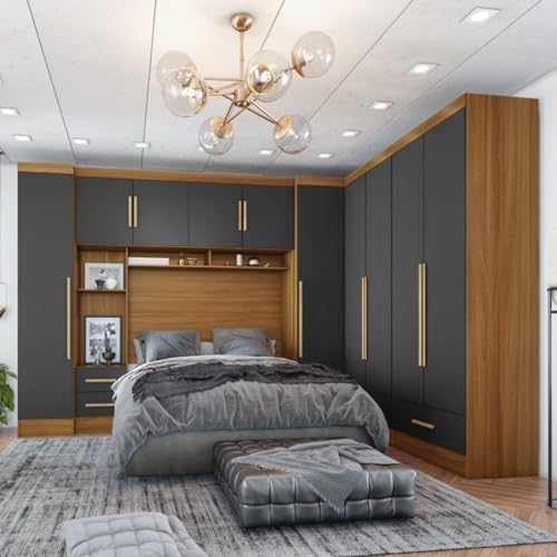 Quarto De Casal Completo 5 Peças 6 Portas 4 Gavetas Com Maleiro S...