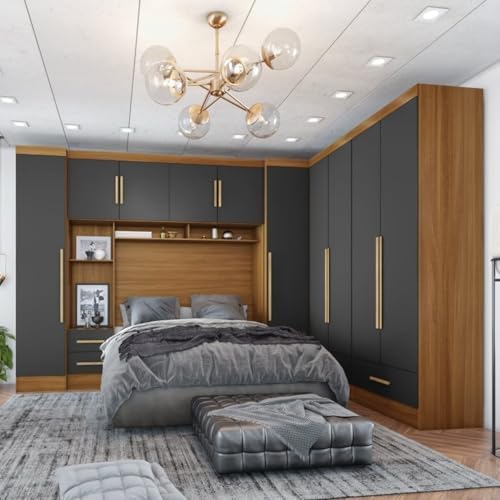 Quarto De Casal Completo 5 Peças 6 Portas 4 Gavetas Com Maleiro S...