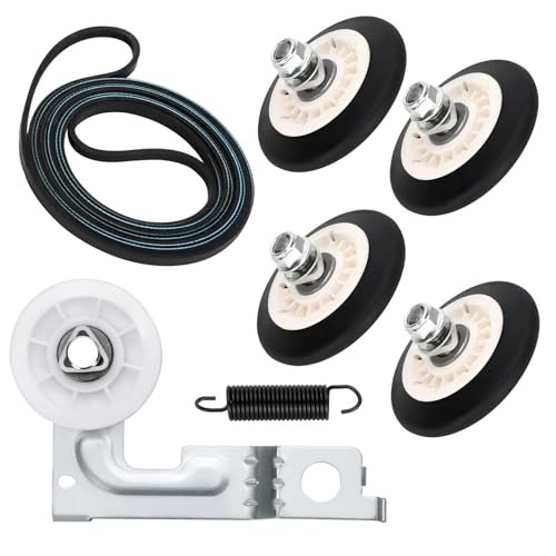 Upgraded Dryer Repair Kit Compatible with Kenmore Dryers Includes 4581EL2002C 4581EL2002L Dryer Drum Roller 4400EL2001A Dryer Belt 4561EL3002A Idler Pulley and SpringPictures 6 7 are Fit Models