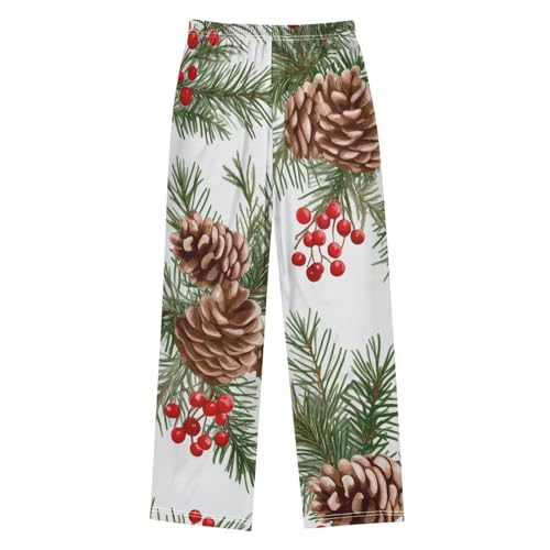 Pine Cone and Berry Boys Long Pants Soft Trousers Elastic Waist Kids Lounge Bottoms with Pockets S-XL2