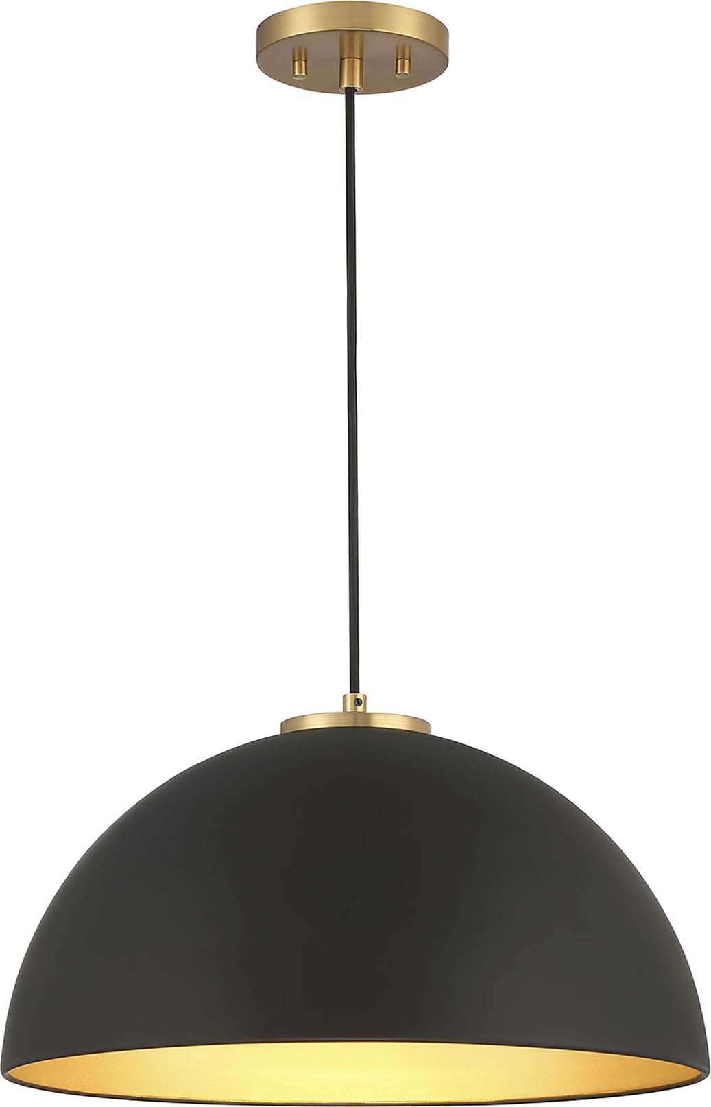 Meridian M7024MBKNB Pendant, 1-Light 60 Watts, Matte Black with Natural Brass